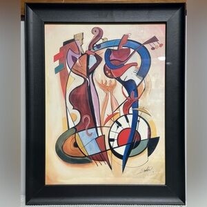 Abstract Framed Art with Black Frame “wild party” by Alfred gockel